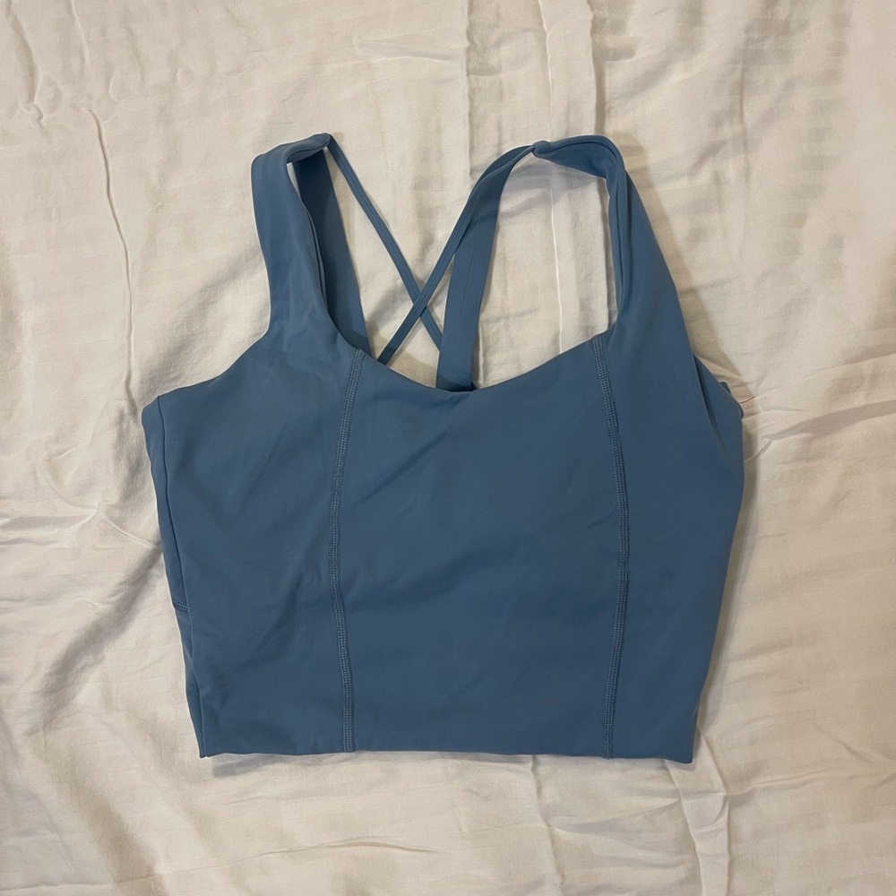 Crossback Longline Sports Bra in Dusty Blue - Women Intimates & Sleepwear